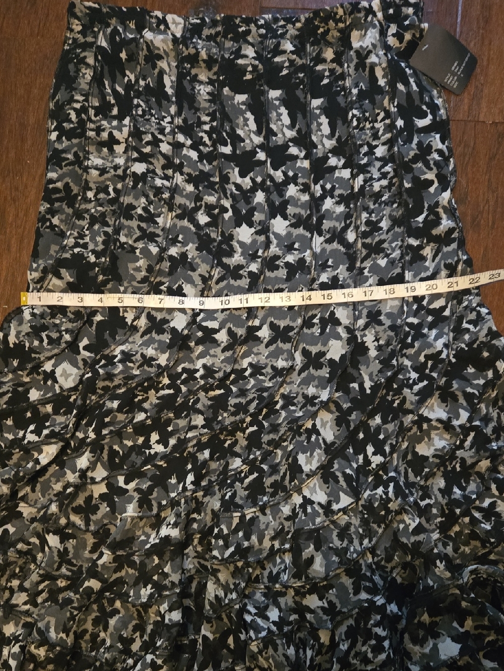 DIMRI Black Butterfly Pattern Lined Full Skirt with Flowy Ruffle Detail Size S - Picture 6 of 8